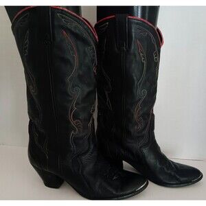 Acme Cowboy Boots Black Women's Sz 9M VTG USA Concert Festival